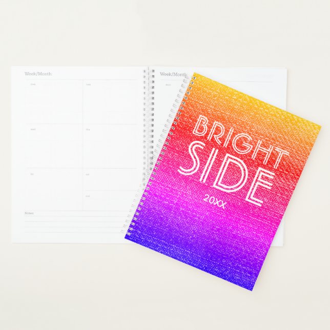 Retro Rainbow Textured Bright Side Happy Planer (Anzeige)