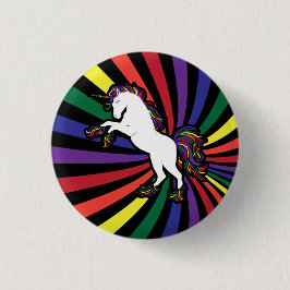 Retro Rainbow Unicorn Button
