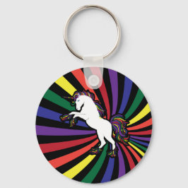 Retro Rainbow Unicorn Schlüsselanhänger