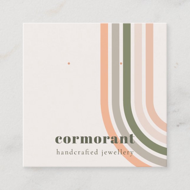 Retro Rainbow Wüste Chic Stuck Earring Display Quadratische Visitenkarte (Vorderseite)