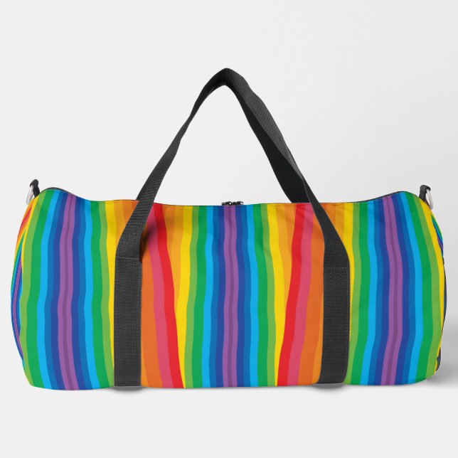 Retro Rainbows Große Duffel Tasche (Vorderseite)