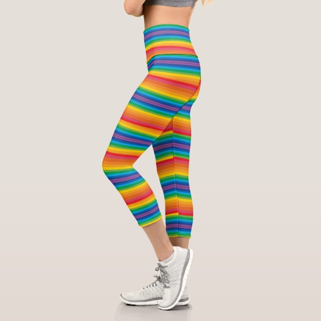 Retro Rainbows Hochwaisted Capri Leggings (Links)
