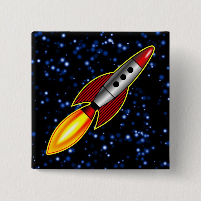 Retro-Rakete - Maßgeschneiderte Button (Vorderseite)