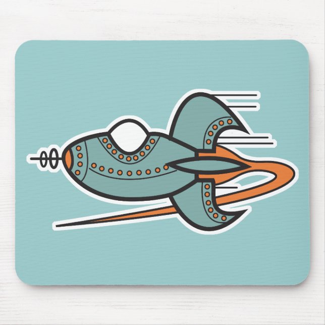 Retro-Rakete Mousepad (Vorne)