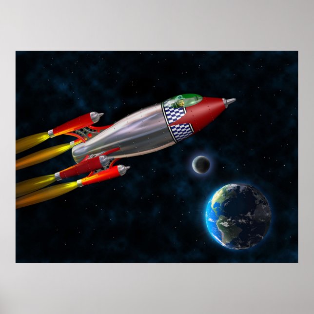 Retro-Rakete Poster (Vorne)