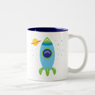 Retro-Rakete Zweifarbige Tasse