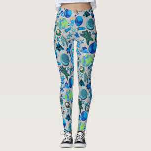 Retro-Raketen im Weltraum. L grauer Hintergrund Leggings