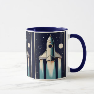Retro-Raketenraumschiff der 50er Jahre im Stil des Tasse