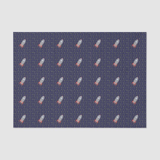 Retro-Raketenschiff mit Hintergrundbild des Sternm Seidenpapier (Vorderseite)