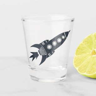 Retro-Raketenschiff Schnapsglas