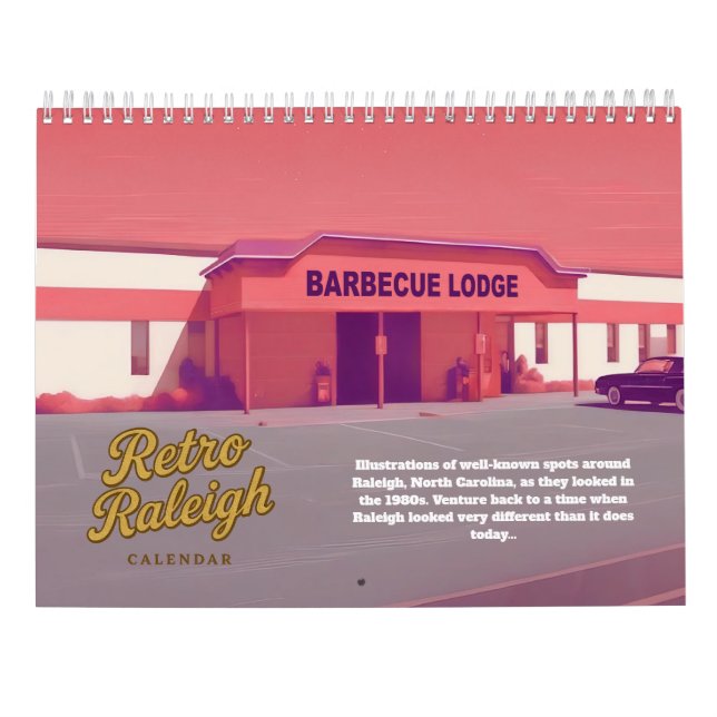 Retro Raleigh NC Calendar Kalender (Rückseite)
