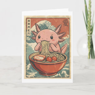 Retro Ramen Axolotl Japanisches Essen Kunst Kawaii Karte