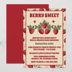 Retro Raspberry Brautparty Einladung