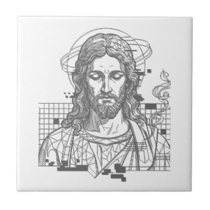 Retro-Raster-Jesus König der Könige Offenbarung 19 Fliese