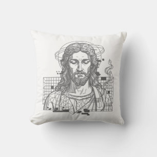 Retro-Raster-Jesus König der Könige Offenbarung 19 Kissen