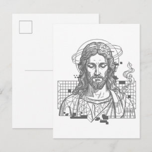 Retro-Raster-Jesus König der Könige Offenbarung 19 Postkarte