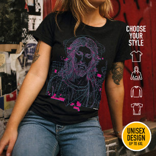 Retro-Raster-Jesus König der Könige Offenbarung 19 T-Shirt