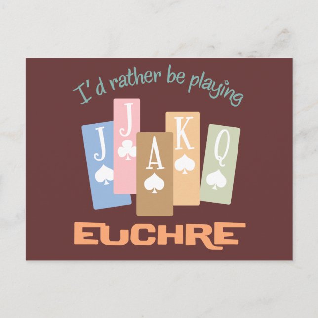 Retro Rather Play Euchre Postkarte (Vorderseite)