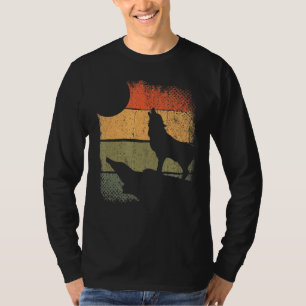 Retro-Raubtier Wald Tier Heulender Wolf T-Shirt