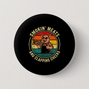 Retro rauchende Fleisches und klatschende Backen l Button