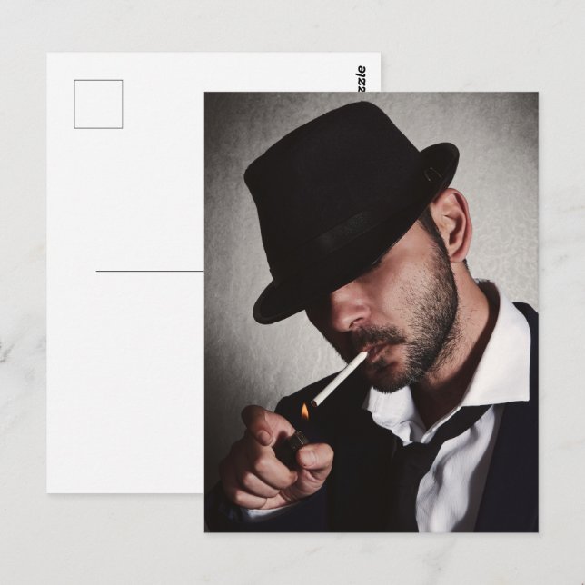 Retro-Raucher Postkarte (Vorne/Hinten)