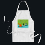 Retro Raum-Alterkitty-Schürze Schürze<br><div class="desc">Es wird gesagt, dass Hunde Eigentümer haben und Katzen Personal haben. Das katzenartige auf dieser Retro Raum-Alterkitty-Schürze konnte nicht mehr zustimmen! Die Sechzigerjahre Art, unbedeutende KunstAusrüstungsbeschreibungen eine glatte, schwarze Katze in einem modernen Wohnzimmer der Mitte des Jahrhunderts. Der hoch entwickelte Raum kennzeichnet vorstehend ein Grün, Steinwand. Der Teppich ist Aqua...</div>