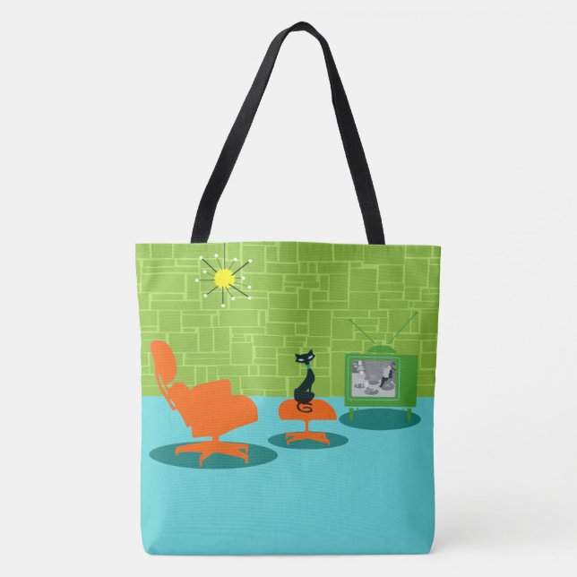 Retro Raum-Alterkitty-Taschen-Tasche Tasche (Vorderseite)