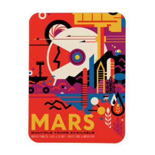 Retro-Raumplakat - Mars-Erkundungsprogramm. Magnet