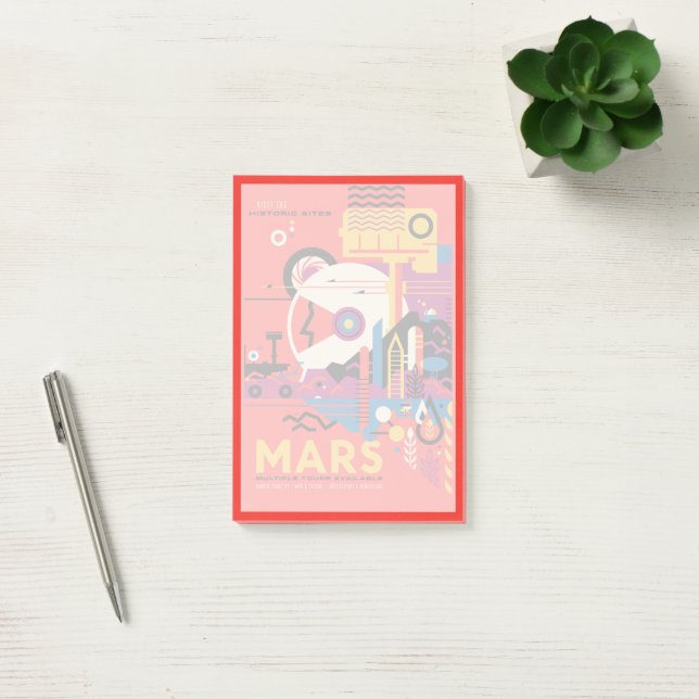 Retro-Raumplakat - Mars-Erkundungsprogramm. Post-it Klebezettel (Büro)