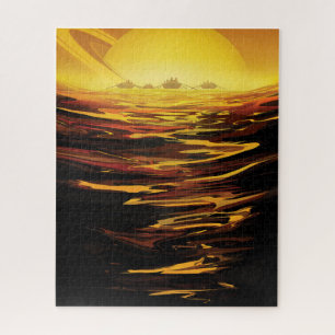 Retro-Raumposter – Saturns größter Mond, Titan.