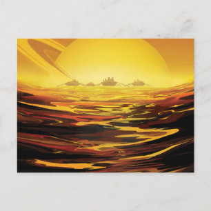 Retro-Raumposter – Saturns größter Mond, Titan. Postkarte