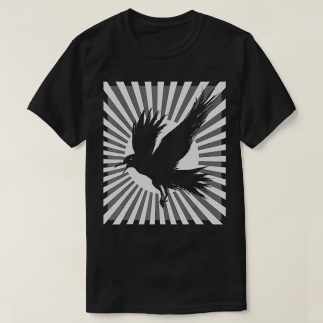 Retro Raven Ästhetik Japanisch Schwarze Keile T-Shirt (Design vorne)