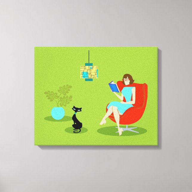 Retro Reading Frauen gestresste Leinwand drucken (Vorderseite)