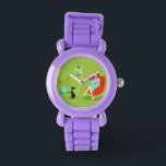 Retro Reading Frauenkid's Watch Armbanduhr<br><div class="desc">Diese Retro Reading Woman Kid's Watch zeigt einen Stil der 1960er Jahre, minimalistische Kunst, Cartoon zeichnend einer Frau, die ihre Prioritäten in Ordnung hat. Dieser wunderschöne Bücherwurm ist in einen echten Seitenumschlag eingedrungen. Das formschöne brünette trägt ein Aquakleid und eine rote Brille, während es ein blaues Buch trägt. Sie sitzt...</div>