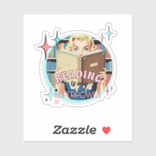 Retro Reading ist mein Superpower Bookmark Sticker
