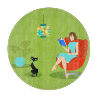 Retro Reading Woman Cutting Board