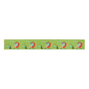 Retro Reading Woman Grosgrain Ribbon Ripsband
