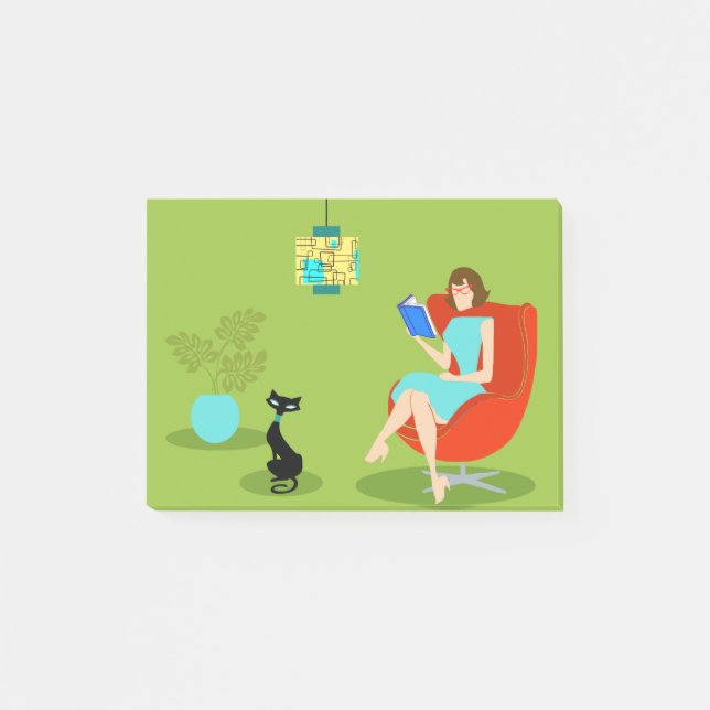 Retro Reading Women Post-it Notes Post-it Klebezettel (Vorderseite)