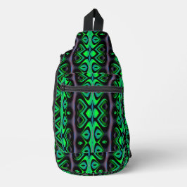 Retro Recap Island Totem Green Print Cut Nähtasche Crossbody Bag
