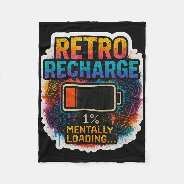 “retro Recharge – Mentally Loading…”  Fleecedecke (Vorderseite)