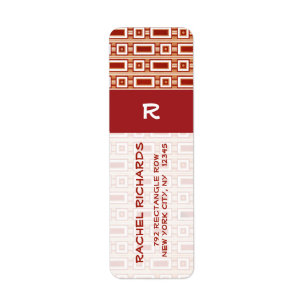 Retro Rechteck-Rücksendeadresse-Aufkleber - Rot