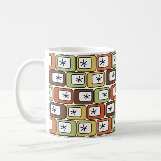 Retro-Rechtecke mit Sternexplosionen Kaffeetasse (Links)
