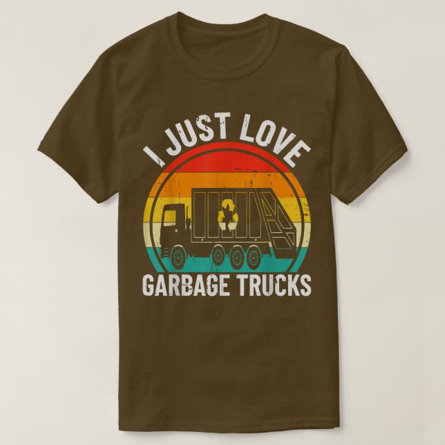 Retro Recycelnd Müllwagen T-Shirt I Just Liebe Gar (Design vorne)