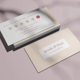 Retro Red And Cream Heart Stripes Bakery Loyalty  Visitenkarte