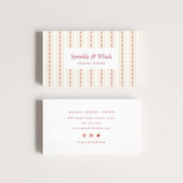 Retro Red And Cream Heart Stripes Bakery Visitenkarte