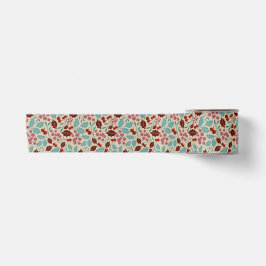 Retro Red Aquamarin Christmas Blumenmuster Satinband