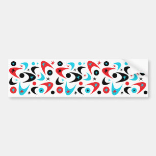 Retro Red Black & Aqua Sternexplosion Boomerang Autoaufkleber