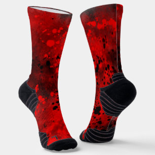 Retro Red & Black Paint Spritzer Socken