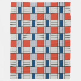 Retro Red Blue Gray Geometric Muster Fleecedecke