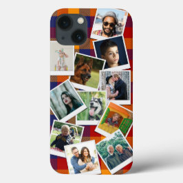 Retro Red Blue Kariert Snapshot FotoCollage Case-Mate iPhone Hülle
